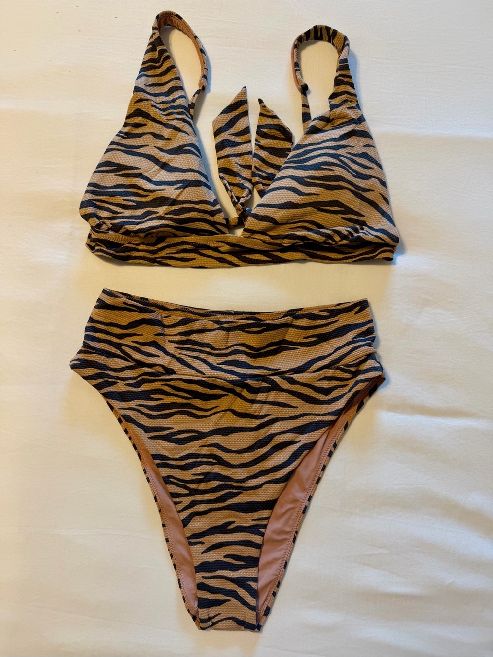 aerie Tan and Black Zebra High-Waist Bikini Set